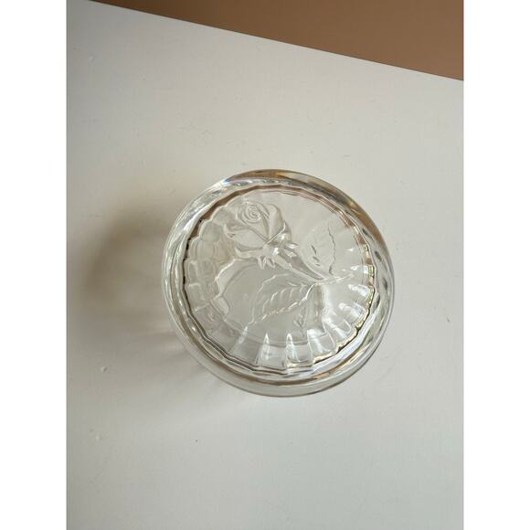 Vintage Luigi Bormioli Rose Glass Trinket Box | Powder Jar Made in Italy Vanity - Picture 2 of 7